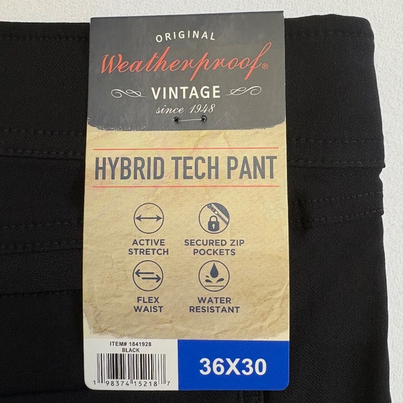 Weatherproof Vintage 36x30 Men's Hybrid Tech Pants, Black NWT - Picture 5 of 14
